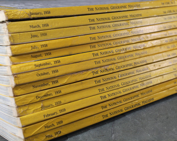 1950s National Geographic Magazines - Set of 13 Issues from 1958 & 1959 | Bixley Shop