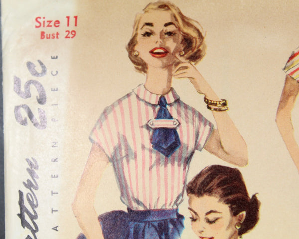 1955 Simplicity #1283 Women's Tops Pattern | Women's Size 11, Bust 29 | Cut, Complete, Factory Folded Pattern