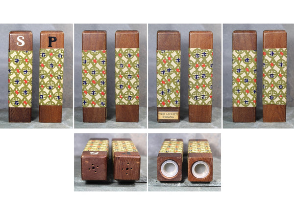 Mid-Century Modern Salt & Pepper Shakers | 1960s Groovy Wooden Salt and Pepper Shakers | West Lafayette Indiana Souvenir | Bixley Shop