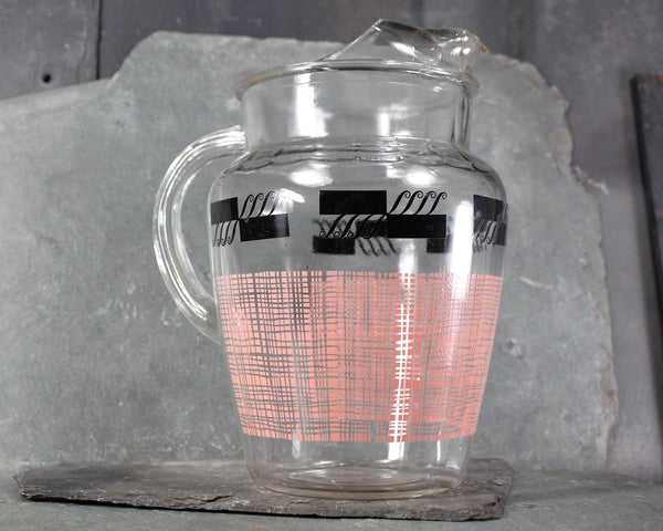 Mid-Century Atomic Glass Pitcher | Pink & Black 1960s Lemonade Pitcher | Bixley Shop