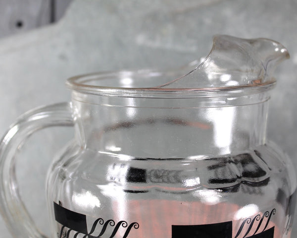 Mid-Century Atomic Glass Pitcher | Pink & Black 1960s Lemonade Pitcher | Bixley Shop