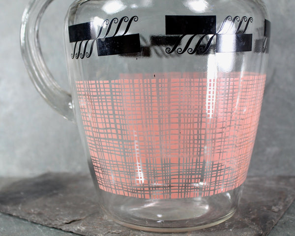 Mid-Century Atomic Glass Pitcher | Pink & Black 1960s Lemonade Pitcher | Bixley Shop