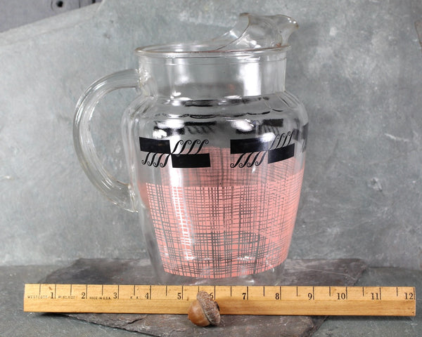 Mid-Century Atomic Glass Pitcher | Pink & Black 1960s Lemonade Pitcher | Bixley Shop