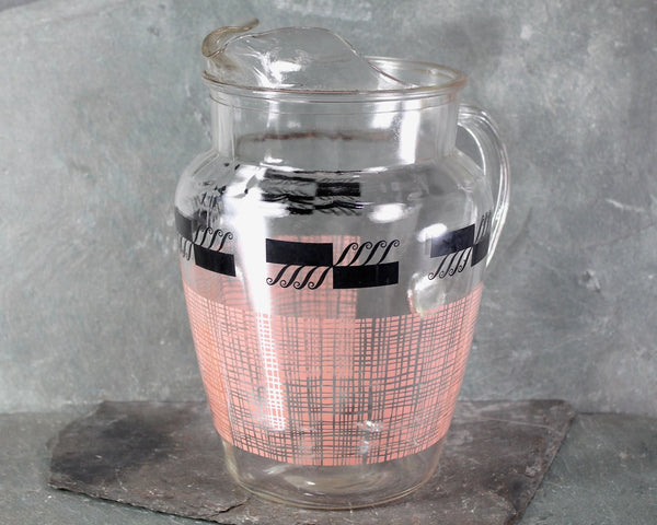 Mid-Century Atomic Glass Pitcher | Pink & Black 1960s Lemonade Pitcher | Bixley Shop