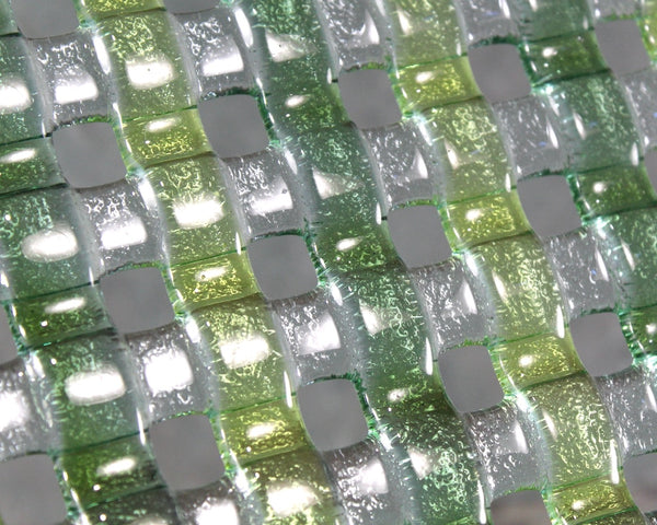 1980s Basketweave Glass Serving Tray | Green Glass Tray | Bixley Shop