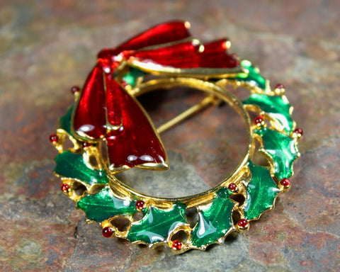 Christmas Wreath Brooch - Holiday Jewelry - Christmas Accessories