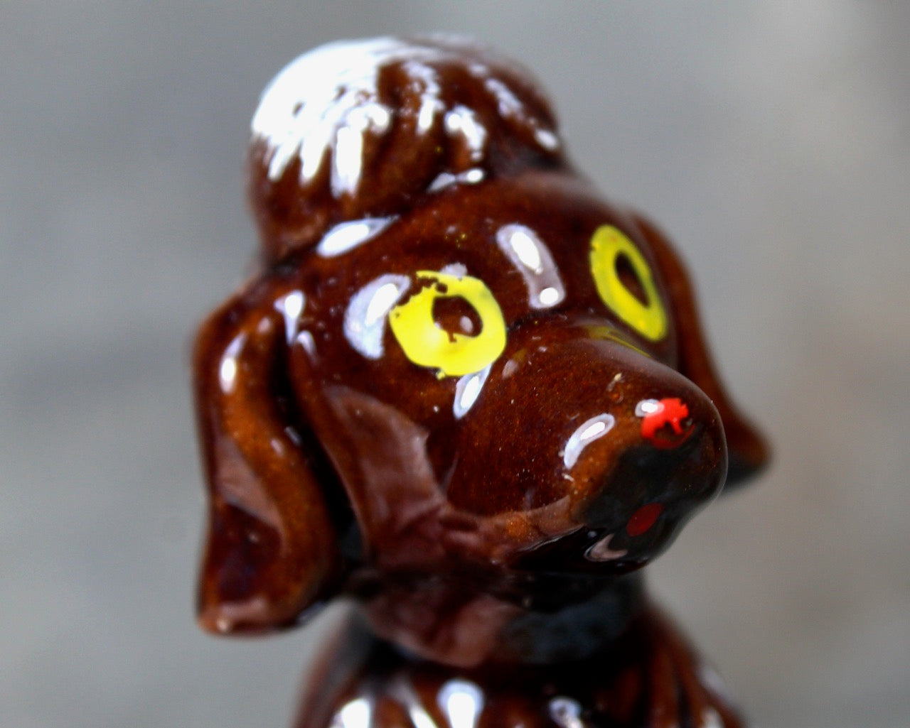 FOR POODLE LOVERS! | Vintage Hand Painted Ceramic Brown Poodle | Dog Lovers | Hand Painted Ceramic Poodle