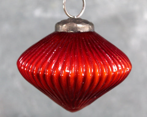 Antique-Style, Red Etched Glass Ornament | Vintage Christmas Ornament | Vintage Glass Ornament with Antique Styling
