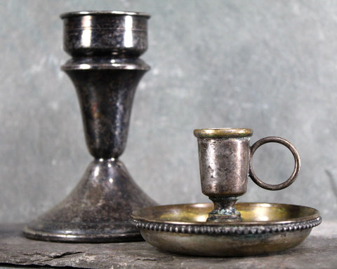 Vintage Silver Candlesticks | Tarnished Silver for Shabby Chic Look | Silver Candle Holders