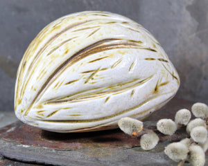 Seed Pod Sculpture | Art Sculpture | Hand Glazed Grayish White Seed Pod | Heavy Sculpture 1.5 Pounds