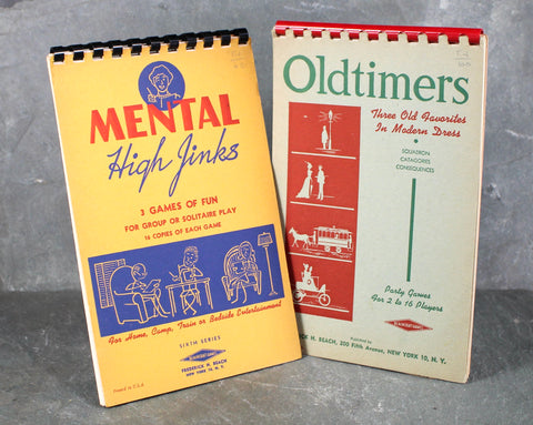 Set of 2 Mid Century Game Pads | Beechcraft Games | Mental High Jinks & Oldtimers | Party Games
