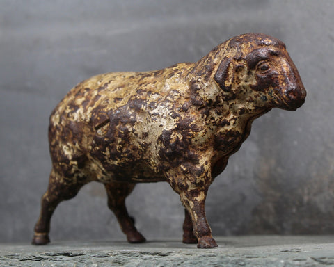 Antique Cast Iron English Sheep Coin Bank | Metal Piggy Bank | Cast Iron Toy | Rustic Decor
