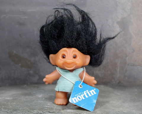 Vintage "Adopt a Norfin" Dam Troll Doll with Original Tag | Style #502 "The Tiny Ones" | Original Danish 3" Troll Doll | Bixley Shop