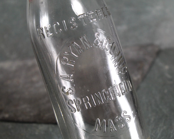 Antique S.A. Ryan & Co. Bottle with Original Ceramic Stopper | Springfield Mass | Antique Soda Bottle | Bixley Shop