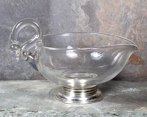 Vintage Swan Gravy Boat with Sterling Silver Base | Glass Gravy Boat | Similar to Duncan & Miller Swans | Bixley Shop