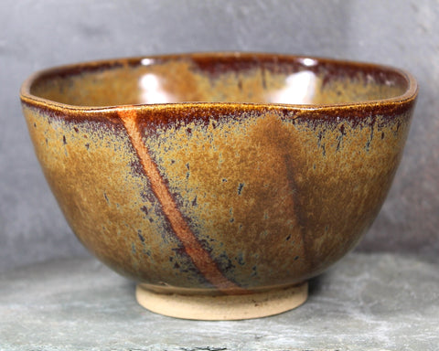 Studio Pottery Soup Bowl | 5 1/4" New England Pottery Trinket Bowl | Art Pottery Brown and Rust Colored Stoneware Bowl | Bixley Shop