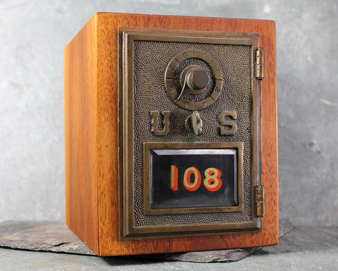 Antique Post Box Coin Bank with Combination Lock (Combination Included) | US Post Office Box Converted to Bank | Bixley Shop