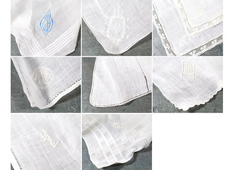 Set of 9 Vintage Embroidered Linen Handkerchiefs | Linen Handkerchiefs | Vintage Wedding | Vintage Linens | Bixley Shop