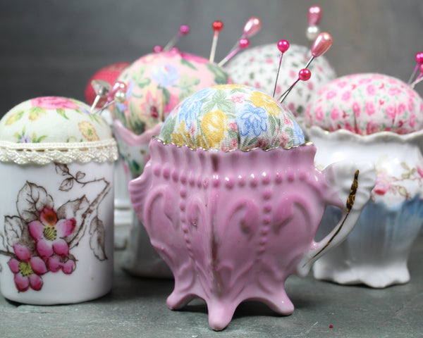 Pink Upcycled Pin Cushions | Pretty in Pink | Vintage Pin Cushions | Your Choice | Hand-Crafted by Bixley Shop