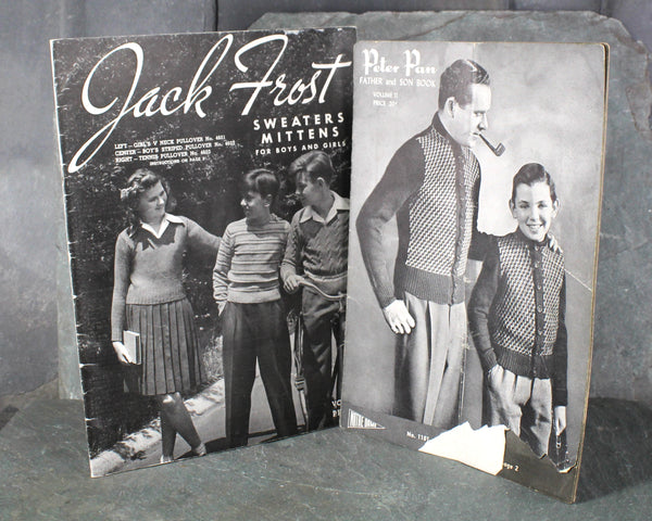 Set of 2 1940s Knitwear Pattern Books | Peter Pan Father & Son Knitwear | Jack Frost Children's Knitwear | Bixley Shop