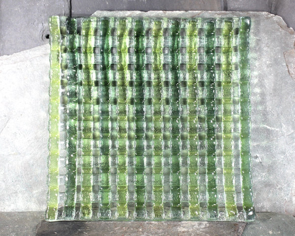 1980s Basketweave Glass Serving Tray | Green Glass Tray | Bixley Shop