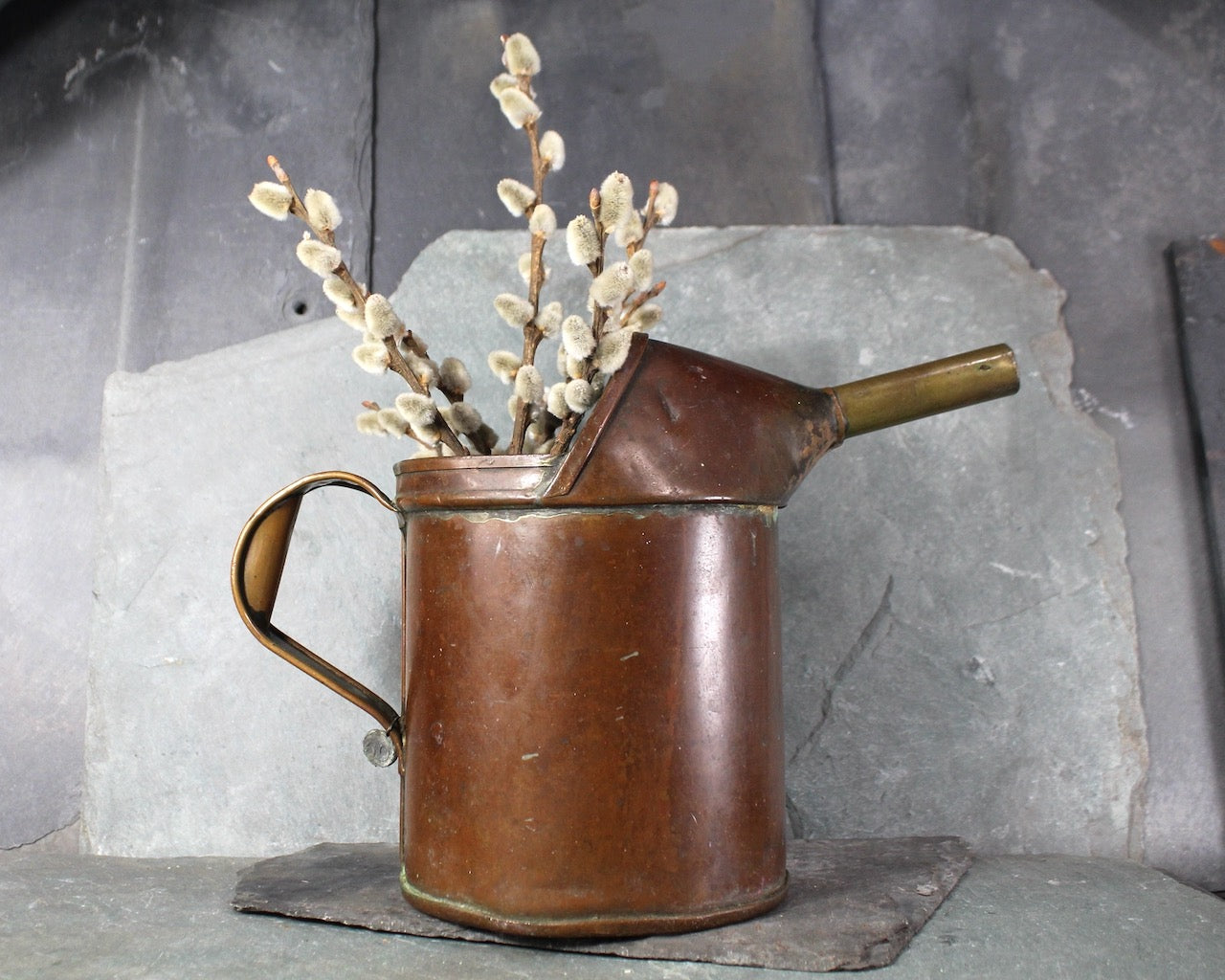 RARE Antique Copper Two Quart Jenney Oil Can | Vintage Metal 2 Liquid Quart | 1920s Rustic Oil Can | Bixley Shop