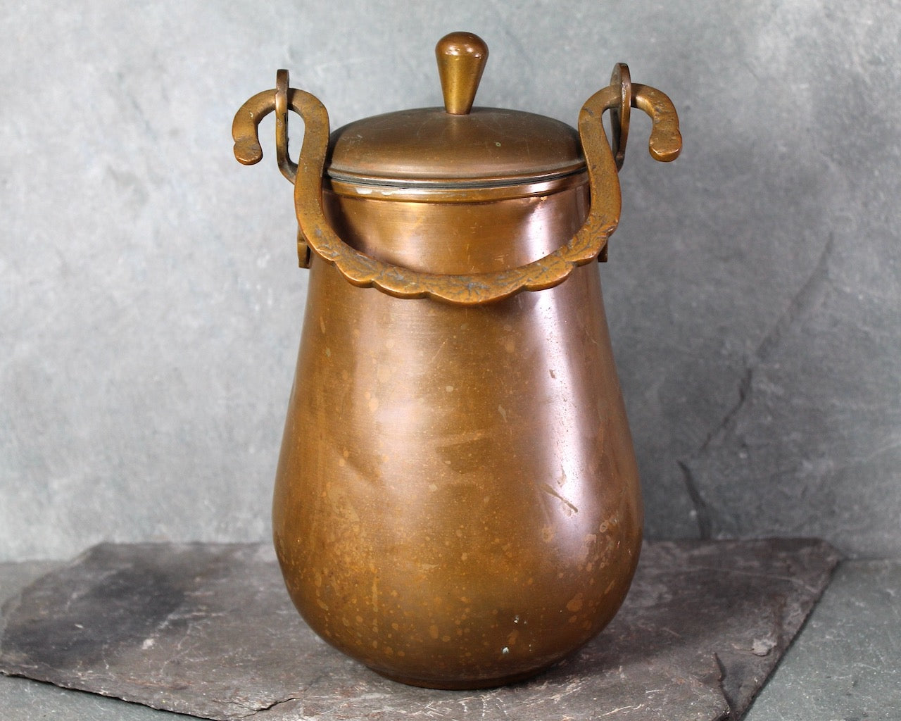 Vintage Middle Eastern Copper Container with Lid & Handle | Traditional CopperOil/Butter/Ghee Pot | Bixley Shop