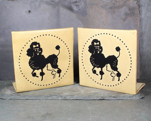 Mid-Century Poodle Bookends | Pair of Printed Leather Bookends | Gift for Poodle Lovers | Bixley Shop