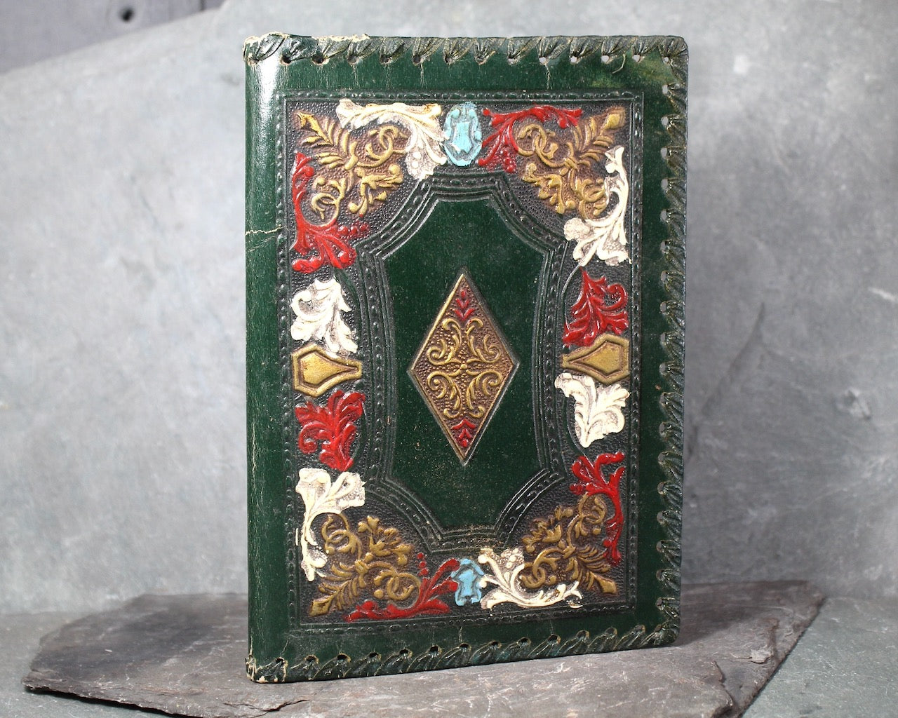 Italian Leather Book Cover | Embossed Leather Notebook Cover 8" x 5.5" | Bixley Shop