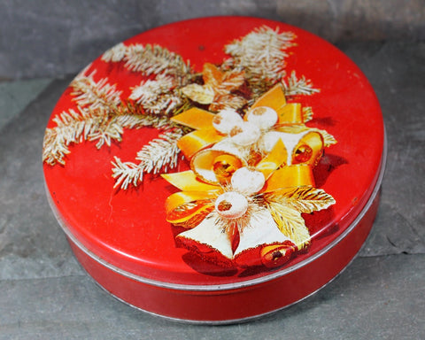 Red and Gold Holiday Storage Tin | Vintage Candy Tin | Christmas Cookie Tin | Bixley Shop