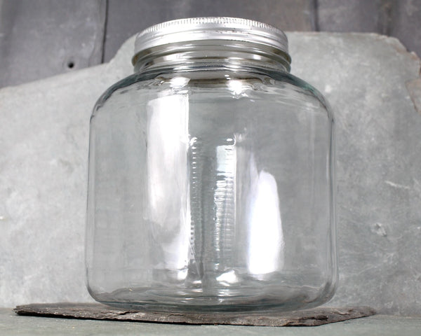 Old General Store Square Counter Jar | Large Vintage Candy Jar with Silver Screw-Top Lid