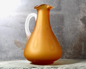 Vintage Pilgrim Glass Mini Pitcher | Frosted Glass Creamer | Amber Glass Pitcher | Bixley Shop