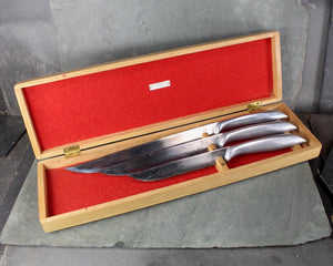 MCM Abercrombie & Fitch Co Carving Set in Original Wooden Box | Set of 3 Stainless Carving Knives | Foodie Gifts | Bixley Shop