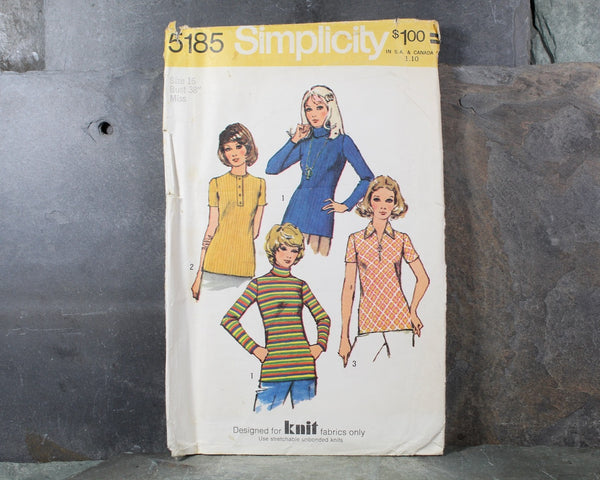 1972 Simplicity #5185 Knit Top Pattern | | Complete, Cut Pattern in Original Envelope | Bixley Shop