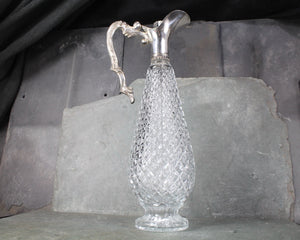 Leonard of Italy Glass and Silver Decanter | Pressed Glass Decanter with Glass Stopper | Cordial Decanter | Bixley Shop