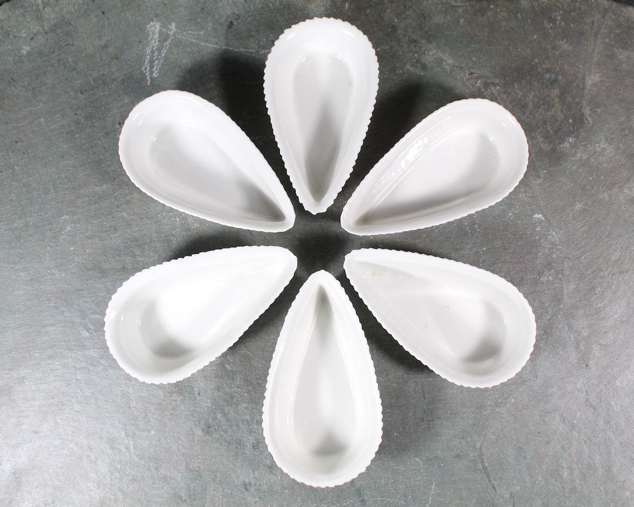 Set of 6 Pouring Ramekins | C.P. & Co French Porcelain Ramekins | Tear Drop Shaped Ramekins | Bixley Shop