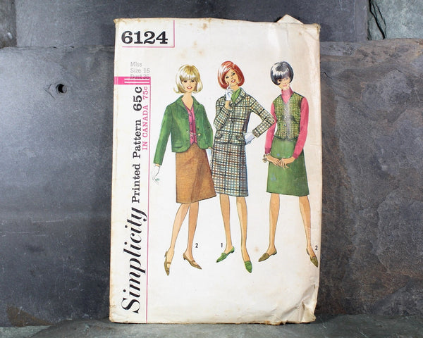 1965 Simplicity #6124 Misses' Suit & VestPattern | | Complete, Cut Pattern in Original Envelope | Bixley Shop