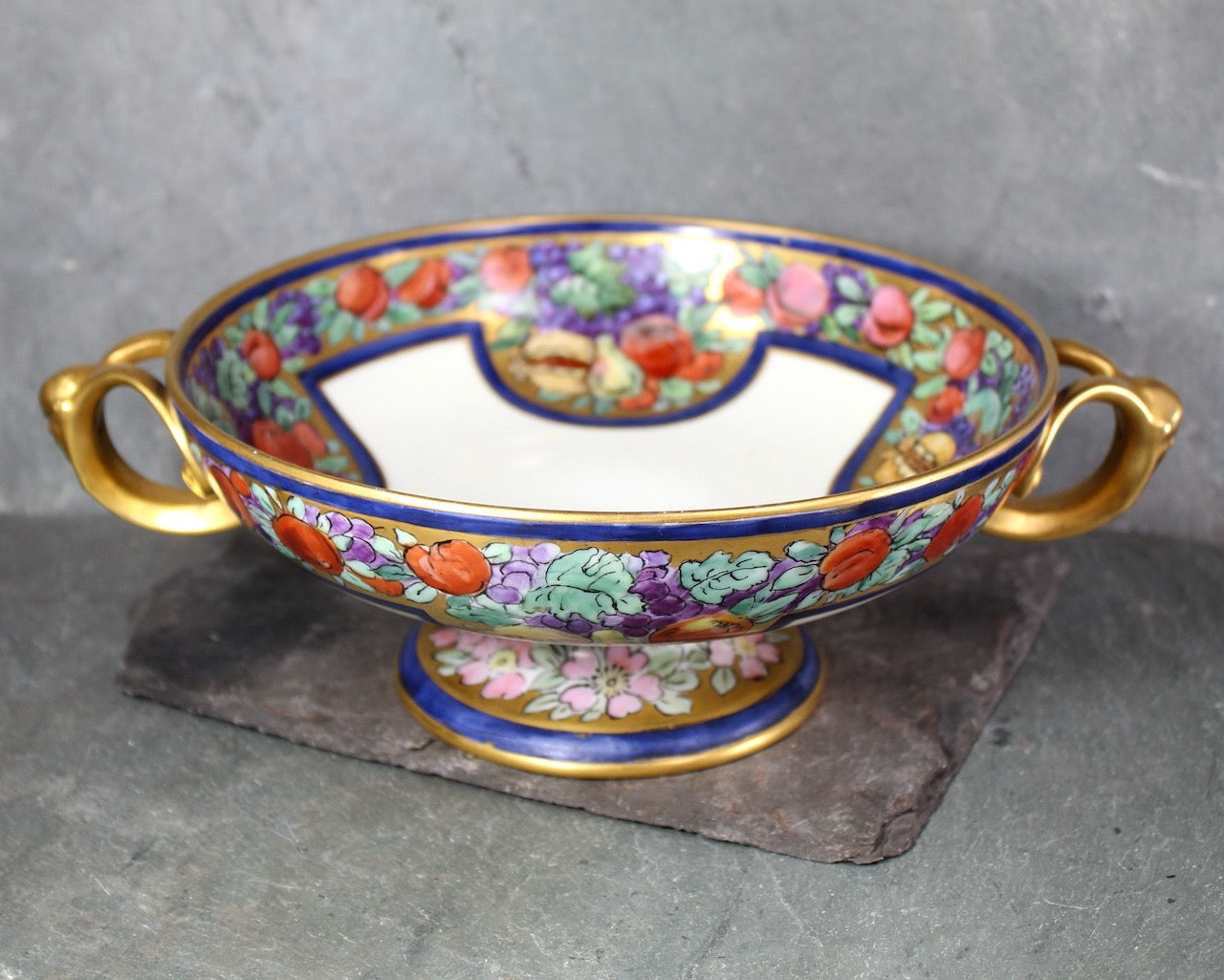 Antique Rosenthal Selb-Bavaria Empire Footed Bowl | Bavarian Porcelain | Hand Painted Bavarian Pedestal Bowl | Bixley Shop