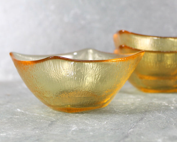 Set of 3 Amber Glass Snack Bowls | Vintage Autumn Glass Bowls | Halloween Table | Thanksgiving Table | Bixley Shop