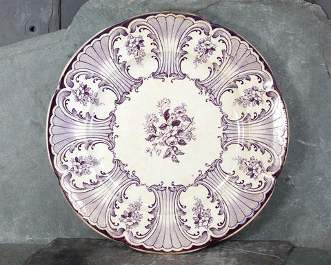 RARE Antique Buccleuch Purple Scalloped Dinner Plate | Transferware circa 1845 | Bixley Shop | English Porcelain | Scottish Porcelain