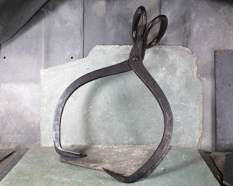 Antique Large Wrought Iron Tongs | Heavy Iron Ice/Hay Tongs | Rustic Decor | Antique Tools | Bixley Shop