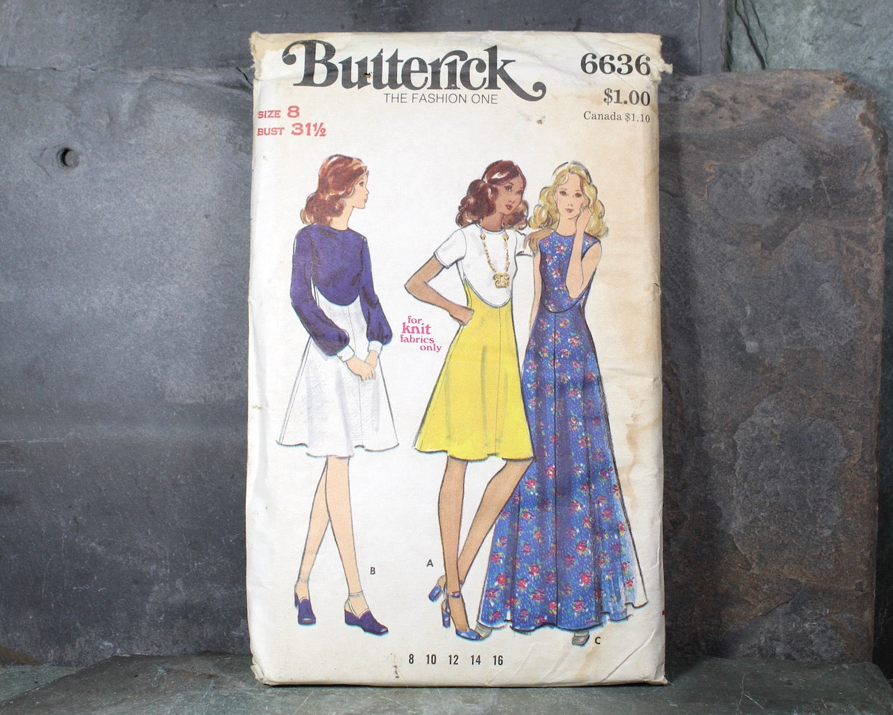 1970s Butterick #6636 Knit Dress Pattern | Uncut, Factory-Folded Pattern in Original Envelope | Size 8 for Women | Bixley Shop