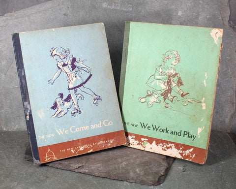 We Work We Play & We Come We Go | 1952 Cathedral Basic Readers | Set of 2 Vintage Children's Reading Text Books | Bixley Shop