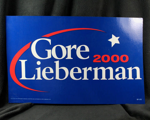 Vintage Gore Lieberman Sign | 2000 Presidential Election | Political Memorabilia | Bixley Shop