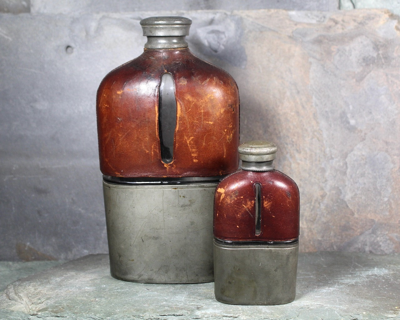 RARE! Civil War Antique Olry & Co Flask with Leather and Metal | 1860s –  Bixley Shop