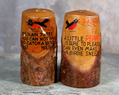 UNUSUAL 1950s Bird Lovers Salt & Pepper Shakers | Wooden Salt and Pepper Shakers | Made in Japan | Bixley Shop