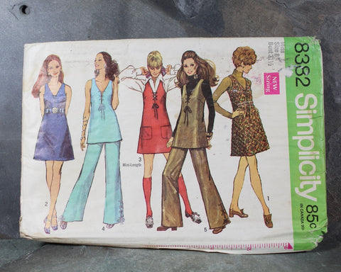 1969 Simplicity #8382 Sleeveless Top Outfits Pattern | Complete, Cut Patterns in Original Envelope | Bixley Shop