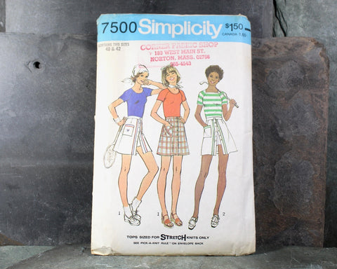 1976 Simplicity #7500 Tennis Outfit Pattern | Complete, Cut Pattern in Original Envelope | Bixley Shop