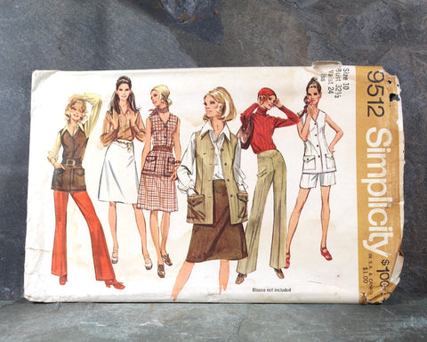 1971 Simplicity #9512 Separates Pattern | Size 10 | Complete, Cut Patterns in Original Envelope | Bixley Shop