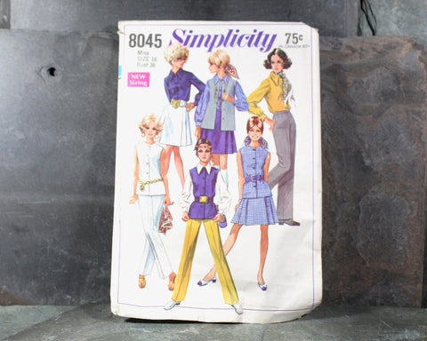 1968 Simplicity #8045 SeparatesPattern | Size 16 | Complete, Cut Pattern in Original Envelope | Bixley Shop